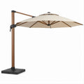 Boczny parasol ogrodowy kwadratowy 300 x 300 cm beżowy z brązowym stelażem i czarną podstawą