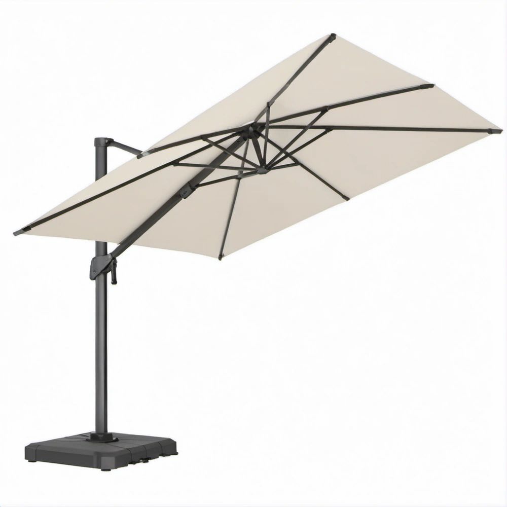 Parasol ogrodowy boczny kwadratowy 300 x 300 cm beżowy z czarną podstawą