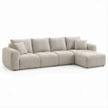 Kremowa sofa narożna z prawostronnym szezlongiem, tkanina bouclé, 300 x 160 x 85 cm
