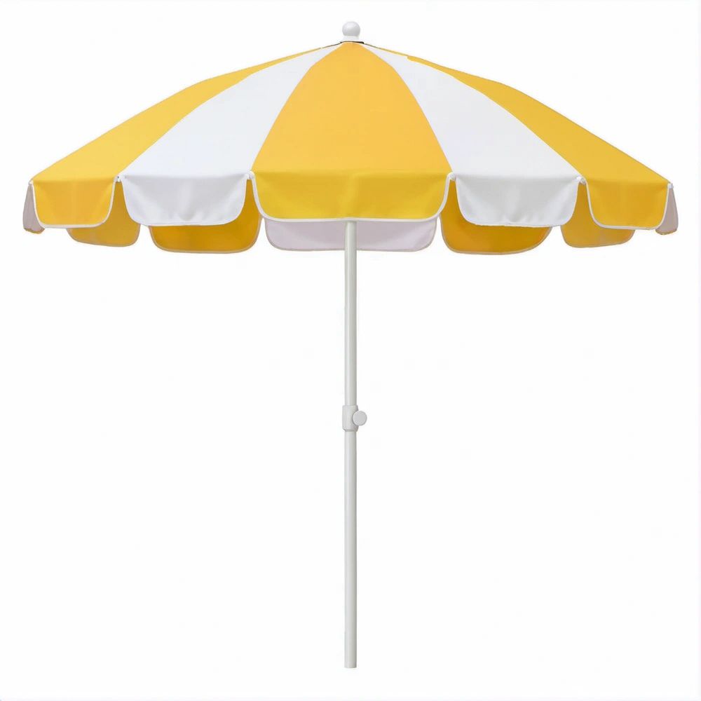 Okrągły parasol ogrodowy żółto-biały z poliestru, Ø 200 cm, wysokość 210 cm