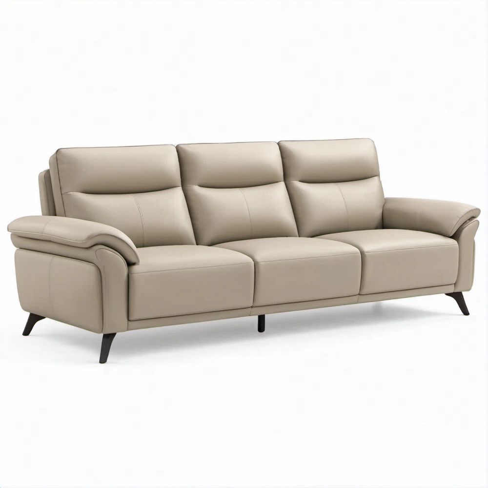 Trzyosobowa sofa z ekoskóry PU beżowo-czarna 220 x 95 x 98 cm
