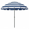Okrągły parasol granatowo-biały z poliestru ze stalowym masztem, Ø 200 cm, wys. 220 cm