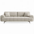 Trzyosobowa sofa kremowa z tapicerką bouclé, 220 x 90 x 82 cm