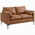 Dwuosobowa sofa z ekoskóry PU 160 x 90 x 85 cm Brązowa/Czarna