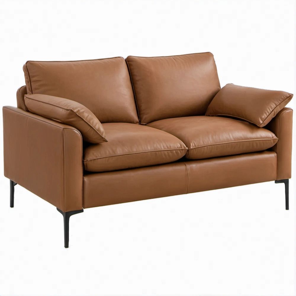 Dwuosobowa sofa z ekoskóry PU 160 x 90 x 85 cm Brązowa/Czarna