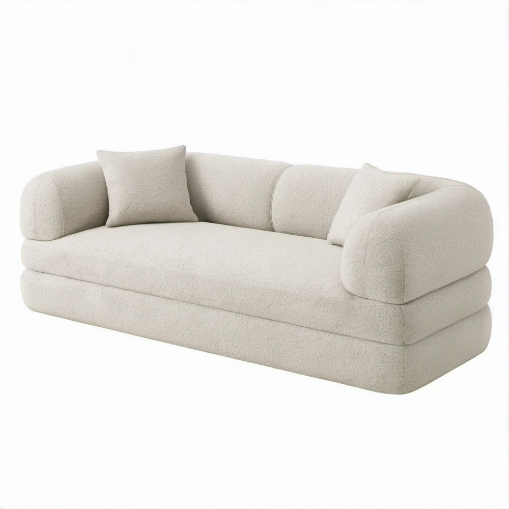 Kremowa sofa trzyosobowa bouclé 230 x 98 x 75 cm
