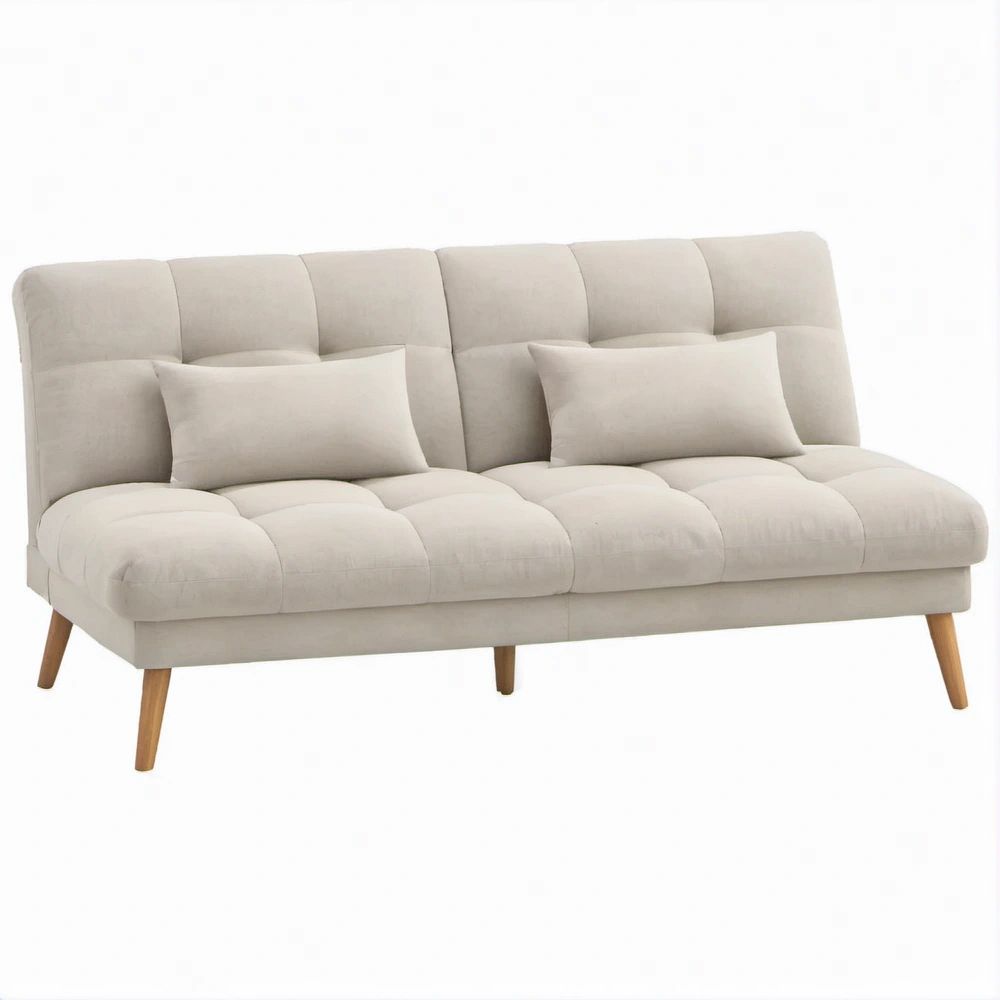 Trzyosobowa sofa beżowa z tapicerką poliestrową, 190 x 83 x 84 cm