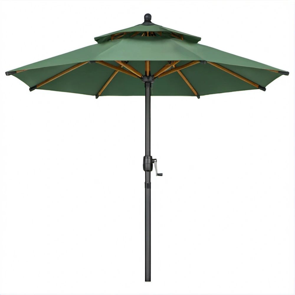 Zielony parasol ogrodowy z korbką Ø300 cm, wysokość 250 cm