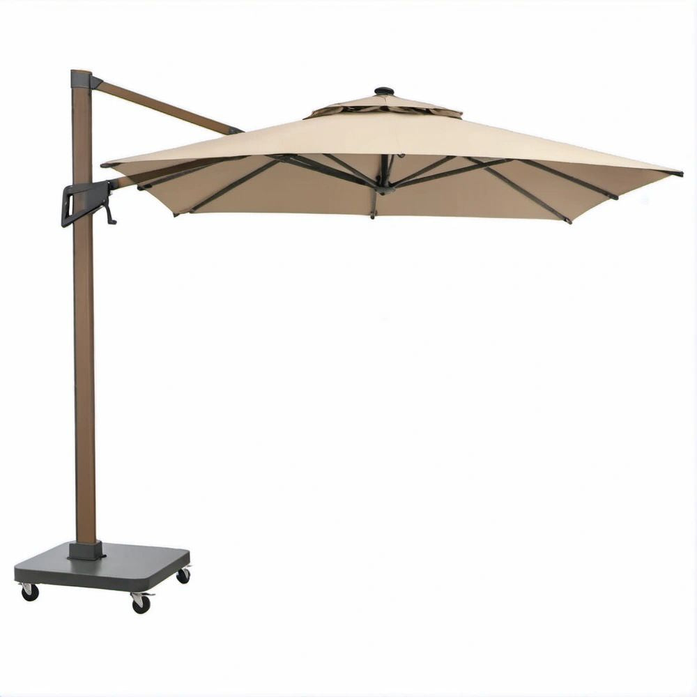 Boczny parasol ogrodowy kwadratowy 300 x 300 cm beżowo-brązowo-czarny