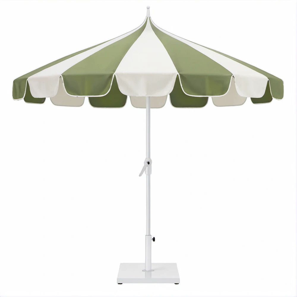 Parasol ogrodowy ośmiokątny zielono-biały 200 cm, wysokość 220 cm
