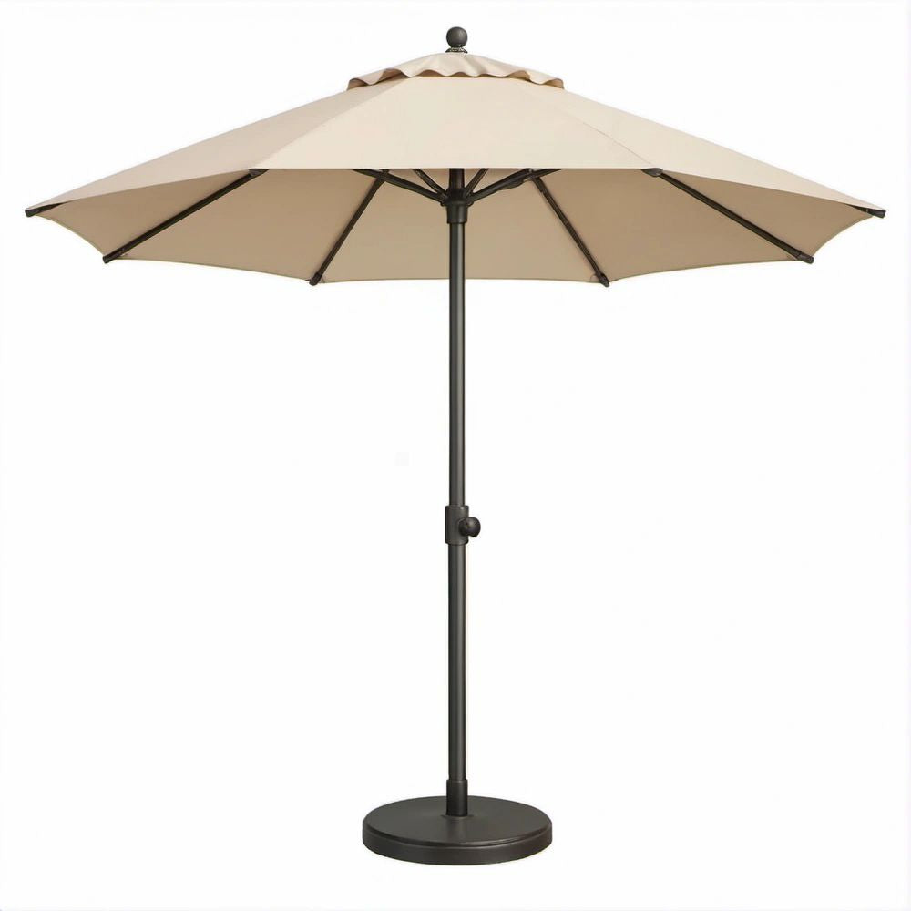 Okrągły parasol ogrodowy beżowo-czarny z podstawą, Ø 300 cm, wysokość 245 cm
