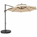Wiszący parasol ogrodowy Ø 300 cm z oświetleniem LED, beżowy, z podstawą