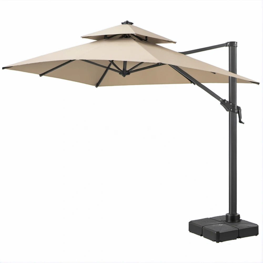 Beżowy parasol ogrodowy boczny 300 x 300 cm ze stalowym stelażem