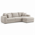 Beżowa sofa narożna prawostronna z szezlongiem, 280 × 170 × 85 cm