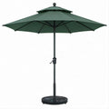 Okrągły parasol ogrodowy 300 cm z podstawą, ciemnozielony/czarny