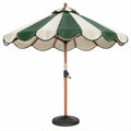 Parasol ogrodowy okrągły 270 cm zielono-kremowy z drewnianym masztem i podstawą